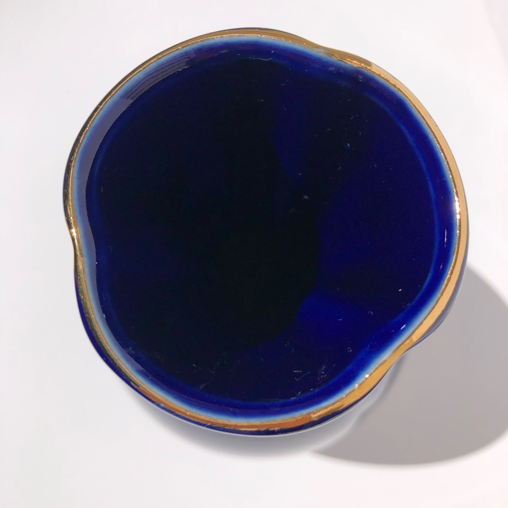 Flowered Vase Vintage Japanese Oriental Porcelanite Blue Cobalt Color 10".cj8 - Picture 3 of 5